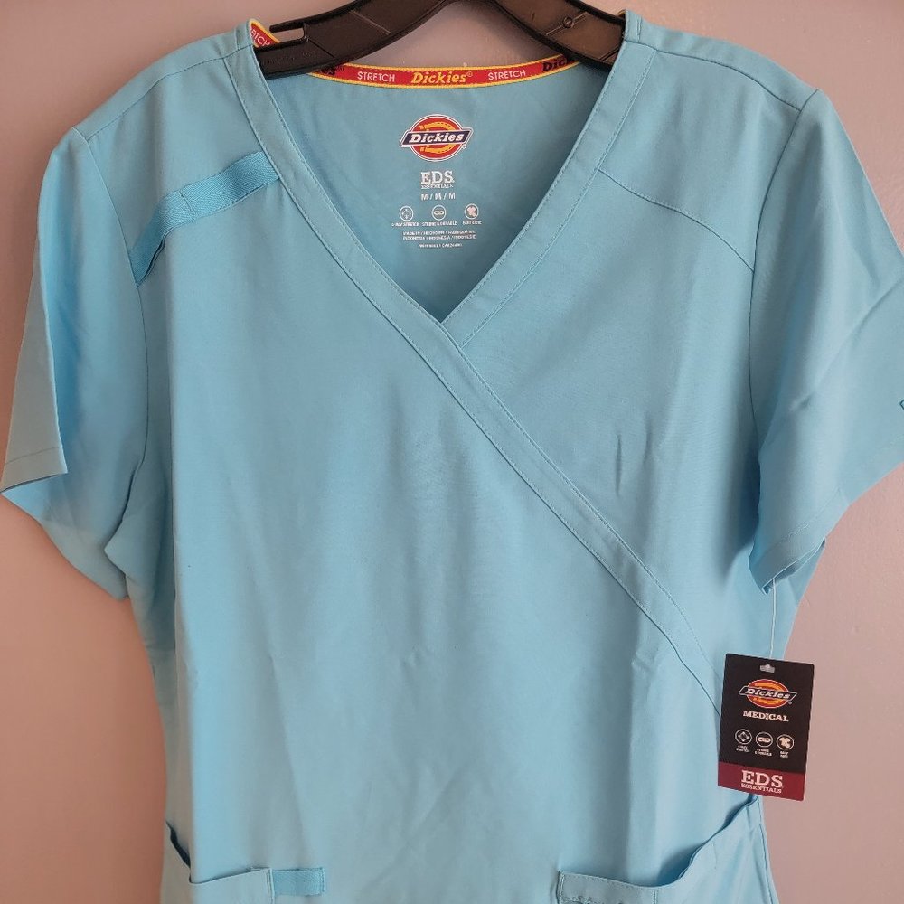 Mock wrap scrub top
